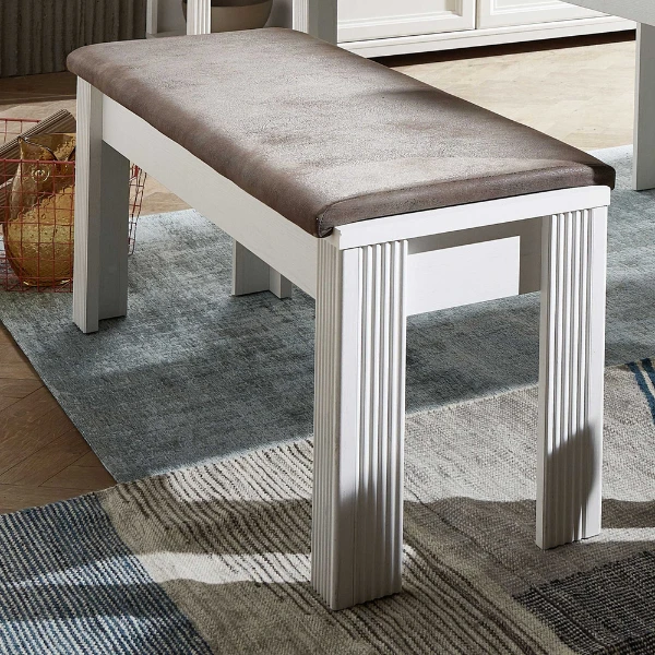 Eetkamerbank Samine 126cm - Wit/bruin 1 Eetkamerbank Samine 126cm - Wit/bruin