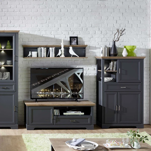 Commode Samine 3 Deuren & 1 Lade - Grafiet/eik 4 Commode Samine 3 Deuren & 1 Lade - Grafiet/eik - Afbeelding 4