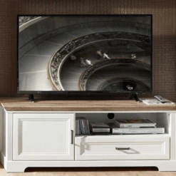 TV-meubel Samine 143cm 1 Deur & 1 Lade - Wit/eik