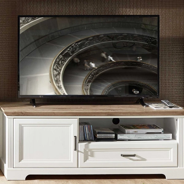 TV-meubel Samine 143cm 1 Deur & 1 Lade - Wit/eik 1 TV-meubel Samine 143cm 1 Deur & 1 Lade - Wit/eik