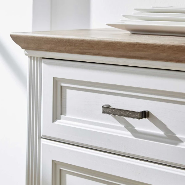 TV-meubel Samine 143cm 1 Deur & 1 Lade - Wit/eik 4 TV-meubel Samine 143cm 1 Deur & 1 Lade - Wit/eik - Afbeelding 4