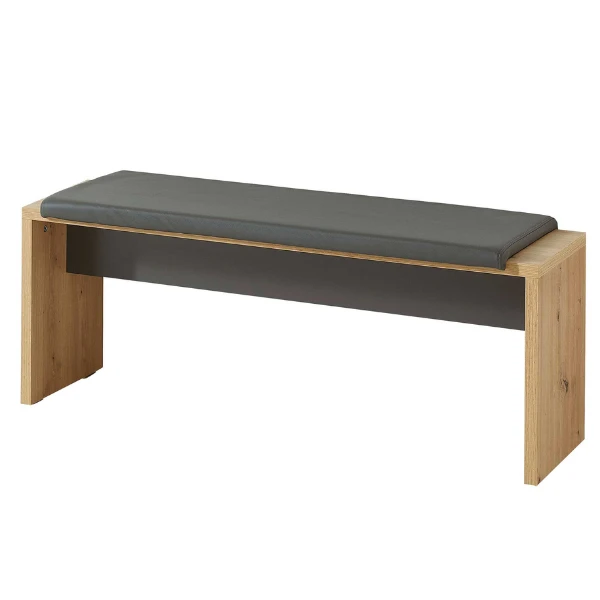 Eetkamerbank Lorna 130cm - Eik/antraciet 2 Eetkamerbank Lorna 130cm - Eik/antraciet - Afbeelding 2