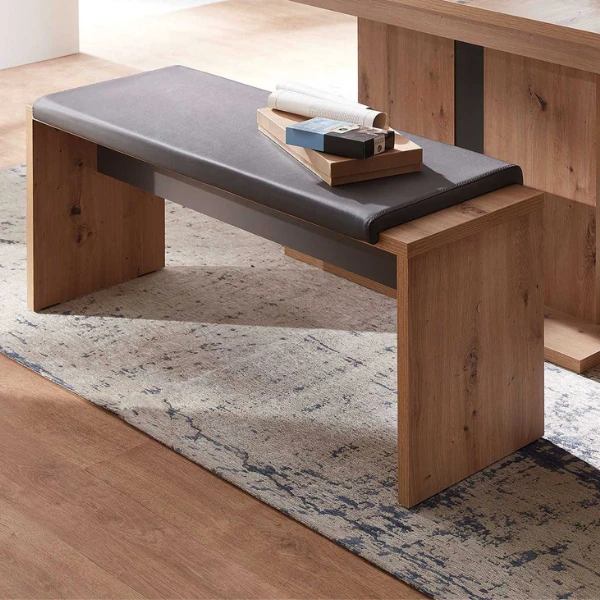 Eetkamerbank Lorna 130cm - Eik/antraciet 1 Eetkamerbank Lorna 130cm - Eik/antraciet