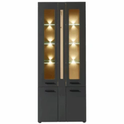 Vitrinekast Lorna 80cm 4 Deuren Met Verlichting - Antraciet/eik -Emob Ontwerp zonder titel 2022 08 29T133610.362 d02d