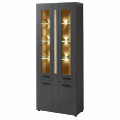 Vitrinekast Lorna 80cm 4 Deuren Met Verlichting - Antraciet/eik -Emob Ontwerp zonder titel 2022 08 29T133641.230 4870