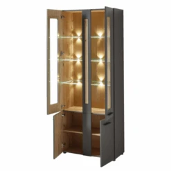 Vitrinekast Lorna 80cm 4 Deuren Met Verlichting - Antraciet/eik -Emob Ontwerp zonder titel 2022 08 29T133707.018 96cc