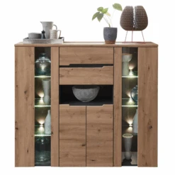 Buffetkast Medina 4 Deuren & 2 Lades; Met Led-verlichting - Eik/antraciet 6 Buffetkast Medina 4 Deuren & 2 Lades; Met Led-verlichting - Eik/antraciet -Emob Ontwerp zonder titel 2022 08 29T140603.007 5111