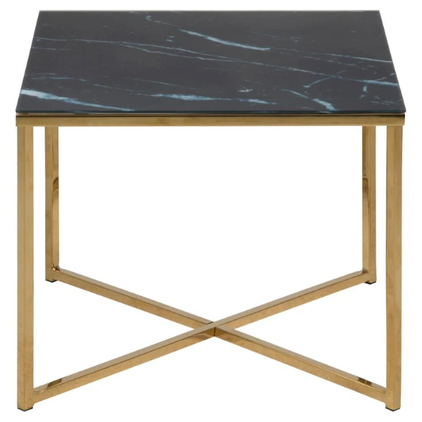 Bijzettafel Alisma 50x50 Cm - Goud/Marquina-marmer 8 Bijzettafel Alisma 50x50 Cm - Goud/Marquina-marmer - Afbeelding 8