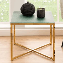 Bijzettafel Alisma 50x50 Cm - Goud/groen