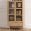 Vitrinekast Aston 145 Cm 2 Deuren & 1 Lade - Witte Eik