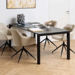 Eettafel Brentford 200x90 Cm - Keramiek/ Zwart