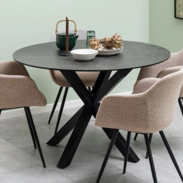 Eettafel Heaven Ø119 - Keramiek/ Zwart 1 Eettafel Heaven Ø119 - Keramiek/ Zwart