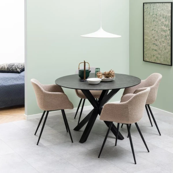 Eettafel Heaven Ø119 - Keramiek/ Zwart 3 Eettafel Heaven Ø119 - Keramiek/ Zwart - Afbeelding 3