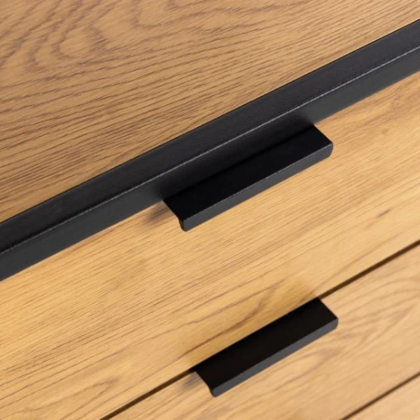 Wandrek Swindon 141 Cm Met 3 Lades En 2 Kastjes - Eik/zwart 2 Wandrek Swindon 141 Cm Met 3 Lades En 2 Kastjes - Eik/zwart - Afbeelding 2