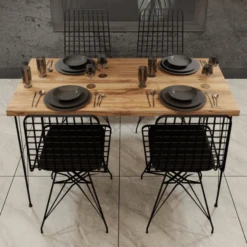 Dragon Eettafel | 100% Melamine | Metalen Frame | Eiken Zwart -Emob Ontwerp zonder titel 2023 01 30T081957.845 95b0