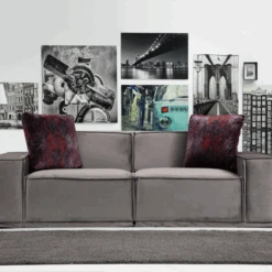 2-zitsbank | Comfort En Stijl | Beukenhouten Frame | Grijze Stof