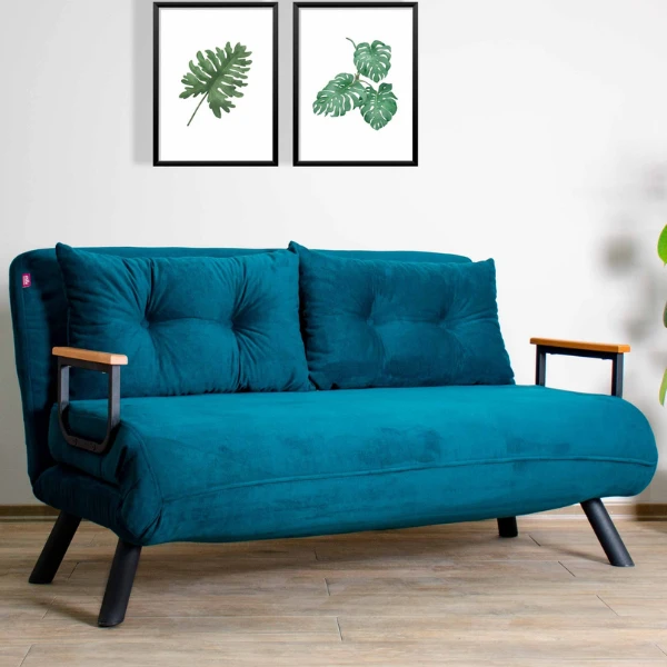 Stijlvolle 2-persoons Slaapbank | Comfort En Design | 100% Metalen Frame | Petrol Green 1 Stijlvolle 2-persoons Slaapbank | Comfort En Design | 100% Metalen Frame | Petrol Green