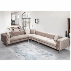 Comfortabele En Stijlvolle Hoekbank | Beige, Beukenhouten Frame | 310cm Breedte | 100% Polyester Stof
