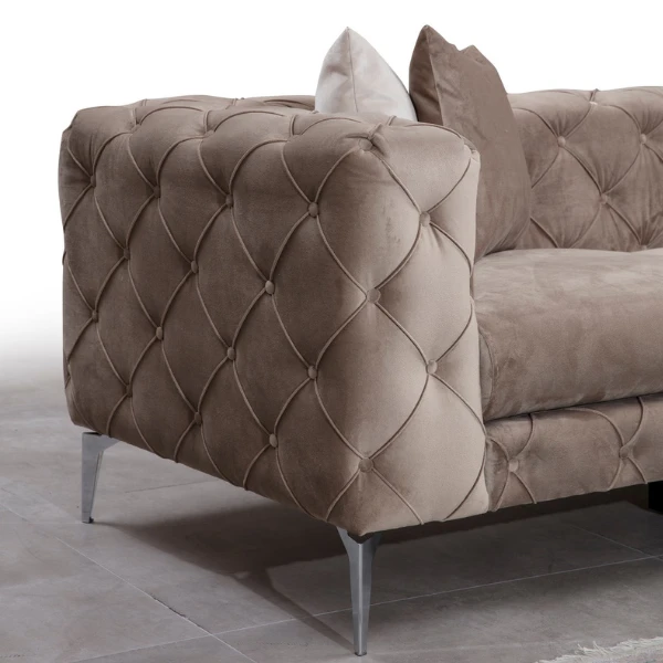 Comfortabele En Stijlvolle Hoekbank | Beige, Beukenhouten Frame | 310cm Breedte | 100% Polyester Stof 2 Comfortabele En Stijlvolle Hoekbank | Beige, Beukenhouten Frame | 310cm Breedte | 100% Polyester Stof - Afbeelding 2