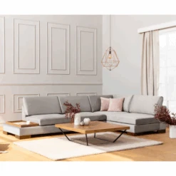 Comfort En Stijl | Hoekbank 313x193 Cm | Beuken Houten Frame | Licht Grijs