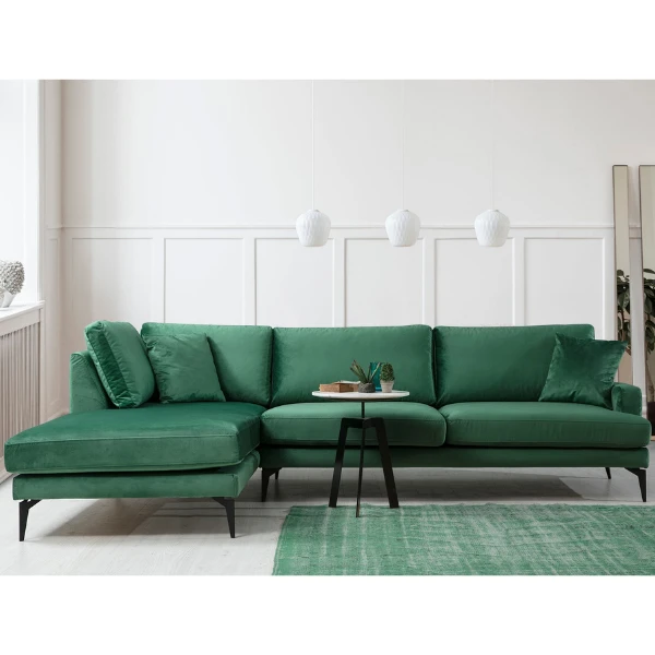 Comfortabele En Stijlvolle Hoekbank | Frame Van Beukenhout/spaanplaat | Stof Van 100% Polyester | Groene Kleur 1 Comfortabele En Stijlvolle Hoekbank | Frame Van Beukenhout/spaanplaat | Stof Van 100% Polyester | Groene Kleur