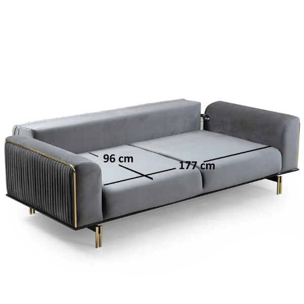 Comfortabel En Stijlvol 3-zitsbank | Beukenhouten Frame, Polyester Stof | Grijze Kleur 5 Comfortabel En Stijlvol 3-zitsbank | Beukenhouten Frame, Polyester Stof | Grijze Kleur - Afbeelding 5