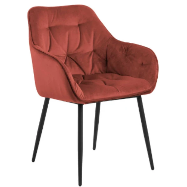 Armstoel Lynn - Koraal/zwart 1 Armstoel Lynn - Koraal/zwart