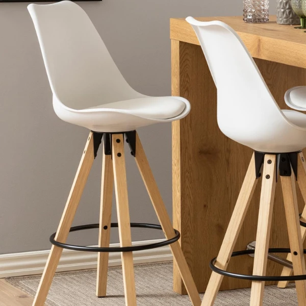 Barstoel Dimar - Wit/eik 1 Barstoel Dimar - Wit/eik