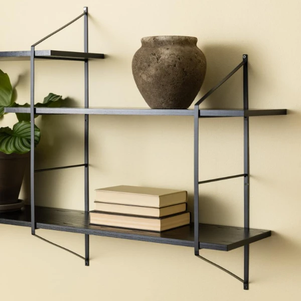 Wandrek Newton Met 4 Legplanken - Zwart 3 Wandrek Newton Met 4 Legplanken - Zwart - Afbeelding 3