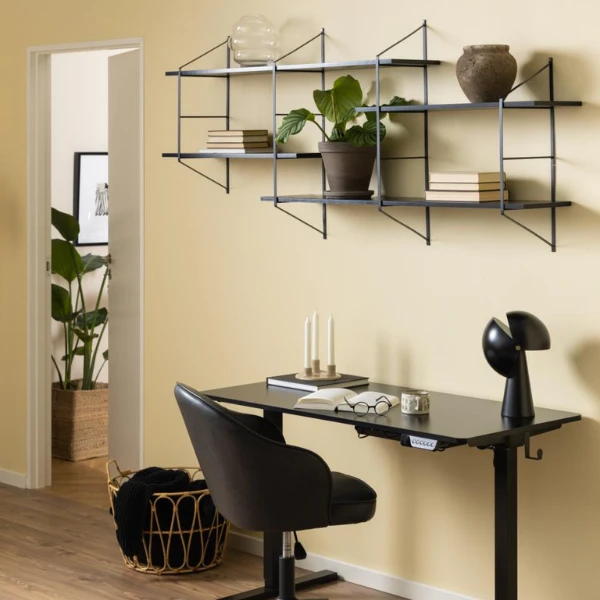 Wandrek Newton Met 4 Legplanken - Zwart 2 Wandrek Newton Met 4 Legplanken - Zwart - Afbeelding 2