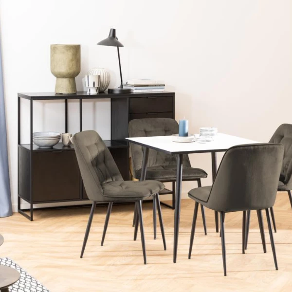 Eetkamerstoel Lynn Velours En Metaal - Taupe 2 Eetkamerstoel Lynn Velours En Metaal - Taupe - Afbeelding 2