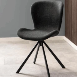Draaibare Eetkamerstoel Tilda Stof - Antraciet/zwart