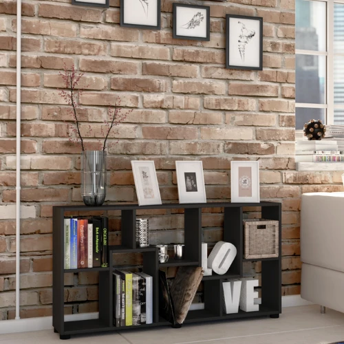 Boekenkast Azira 118 Cm 8 Open Vakken-zwart 5 Boekenkast Azira 118 Cm 8 Open Vakken-zwart - Afbeelding 5