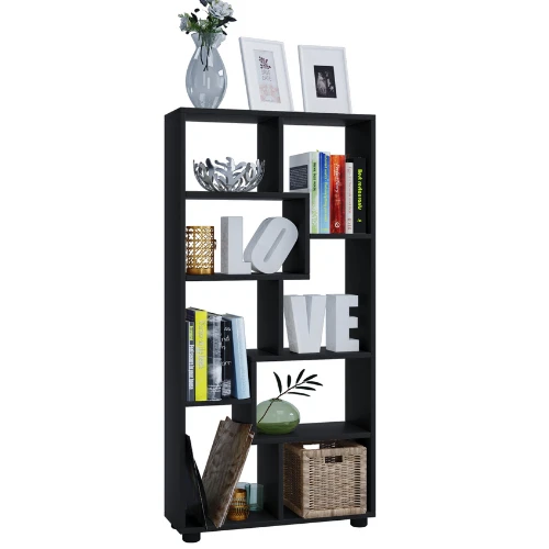 Boekenkast Azira 118 Cm 8 Open Vakken-zwart 2 Boekenkast Azira 118 Cm 8 Open Vakken-zwart - Afbeelding 2