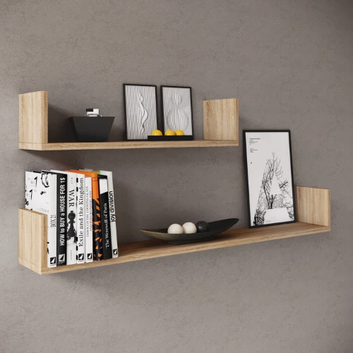 Set Van 2 Wandplanken 60x14.5 Cm En 100x14.5 Cm Britta-Sonoma Eik 4 Set Van 2 Wandplanken 60x14.5 Cm En 100x14.5 Cm Britta-Sonoma Eik - Afbeelding 4