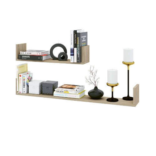 Set Van 2 Wandplanken 60x14.5 Cm En 100x14.5 Cm Britta-Sonoma Eik 3 Set Van 2 Wandplanken 60x14.5 Cm En 100x14.5 Cm Britta-Sonoma Eik - Afbeelding 3