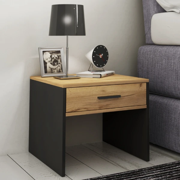 Nachttafeltje Javi 1 Lade-wilde Eik/antraciet 1 Nachttafeltje Javi 1 Lade-wilde Eik/antraciet