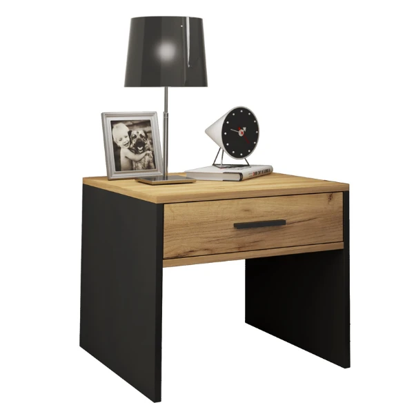 Nachttafeltje Javi 1 Lade-wilde Eik/antraciet 2 Nachttafeltje Javi 1 Lade-wilde Eik/antraciet - Afbeelding 2