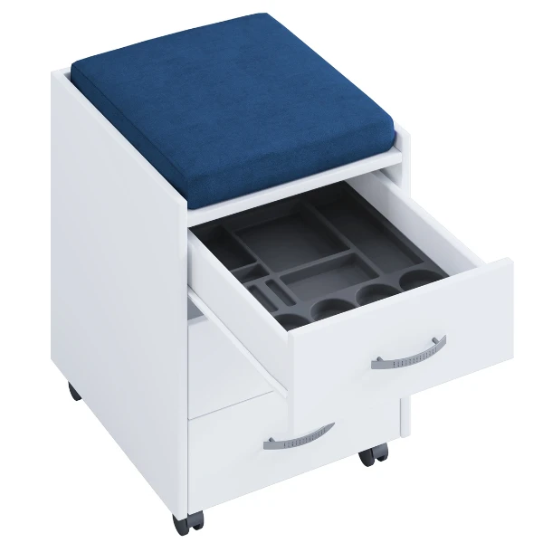 Ladeblok Kjenta Met Pennenbakje En Donkerblauw Zitkussen-3 Lades 2 Ladeblok Kjenta Met Pennenbakje En Donkerblauw Zitkussen-3 Lades - Afbeelding 2