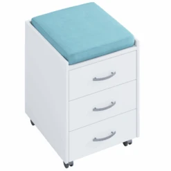 Ladeblok Kjenta Met Pennenbakje En Blauw Zitkussen-3 Lades