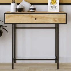 Haltafel Emerald | 100% Melamine | Breedte: 100cm | Eik / Zwart