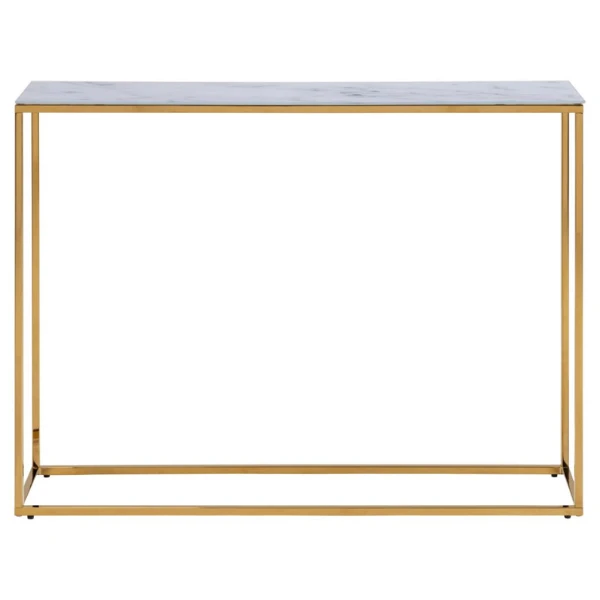 Rechthoekige Consoletafel Alisma - Wit Marmer En Goud Staal 6 Rechthoekige Consoletafel Alisma - Wit Marmer En Goud Staal - Afbeelding 6