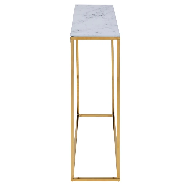 Rechthoekige Consoletafel Alisma - Wit Marmer En Goud Staal 5 Rechthoekige Consoletafel Alisma - Wit Marmer En Goud Staal - Afbeelding 5