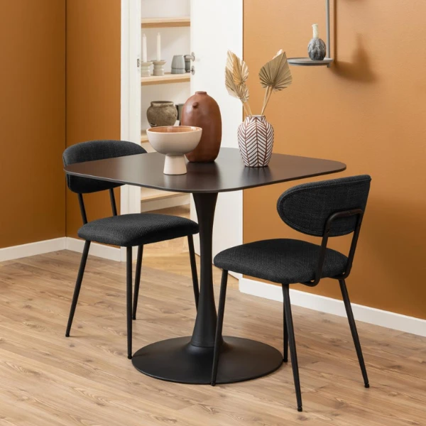 Eetkamerstoel Denise : Stof Basel, Donkergrijs En Zwart Staal 9 Eetkamerstoel Denise : Stof Basel, Donkergrijs En Zwart Staal - Afbeelding 9