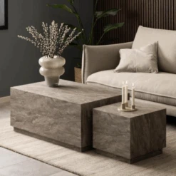 Koffietafelset Dice 2st - Grijs Marmerlook