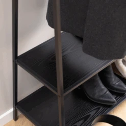 Seaford Kledingrek - Mat Zwart Staal, 2 Planken, 77x37x165 Cm