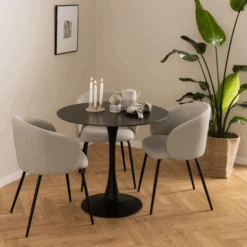 Moderne Mat Zwarte Malta Ronde Eettafel, 90x75cm