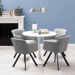 Malta Ronde Eettafel, Wit Keramisch Blad, 90x75 Cm