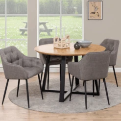 Malika Ronde Eettafel, Wild Eikenfineer, 120x75 Cm