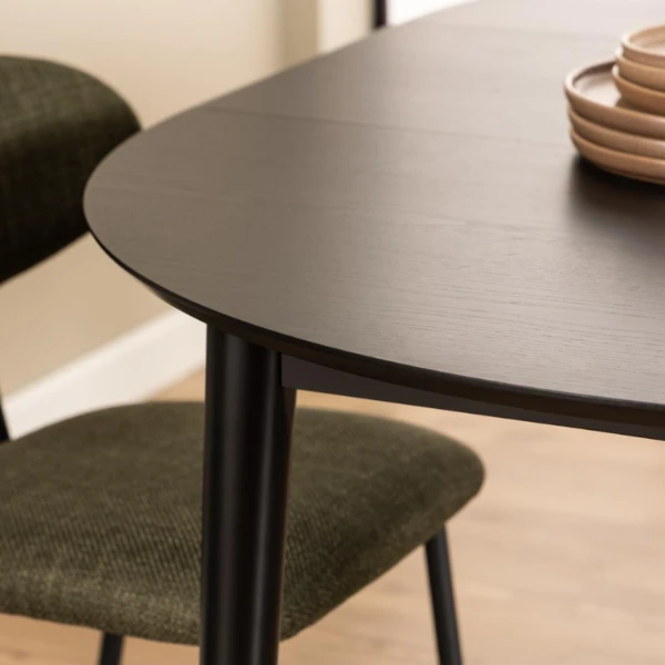 Montreux Ronde Eettafel - Zwart Eikenfineer, Uitschuifblad - 115/154x75cm 6 Montreux Ronde Eettafel - Zwart Eikenfineer, Uitschuifblad - 115/154x75cm - Afbeelding 6